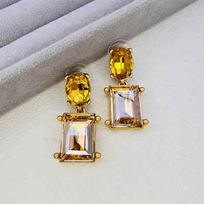 Crystal silver needle earrings