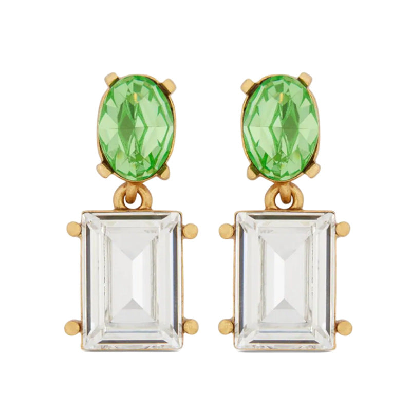 Crystal silver needle earrings