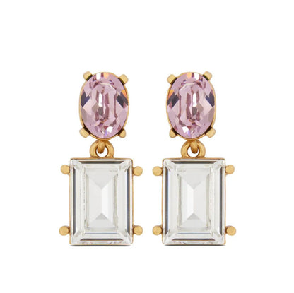 Crystal silver needle earrings