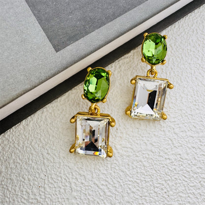 Crystal silver needle earrings
