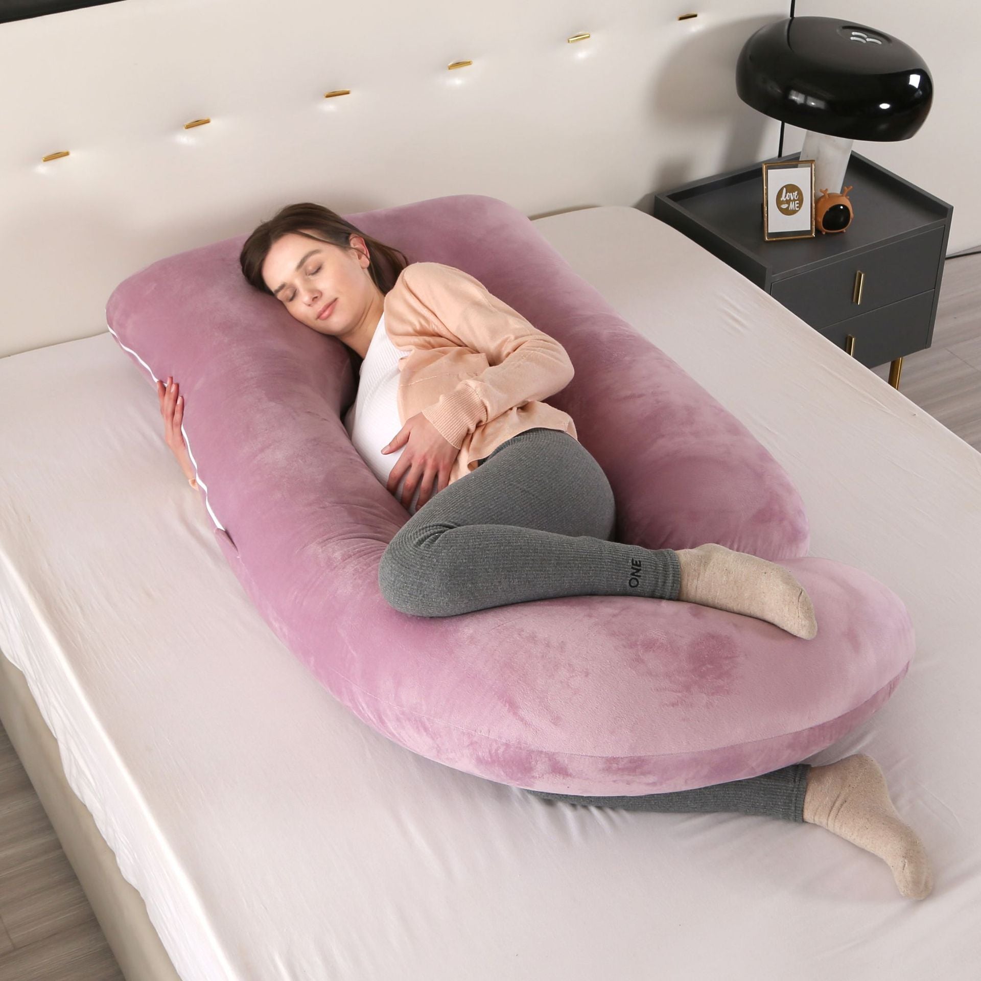 Crystal velvet G-shaped support pillow for waist