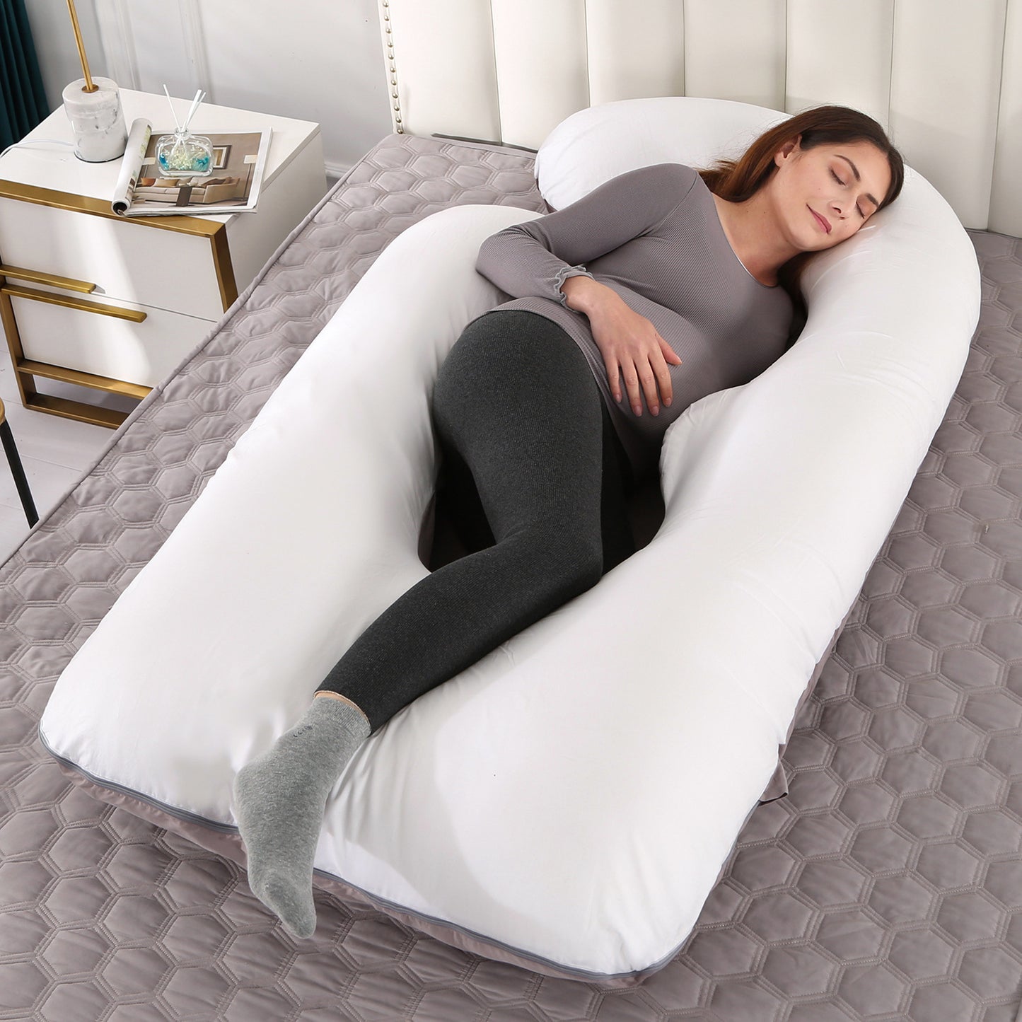 Crystal velvet G-shaped support pillow for waist
