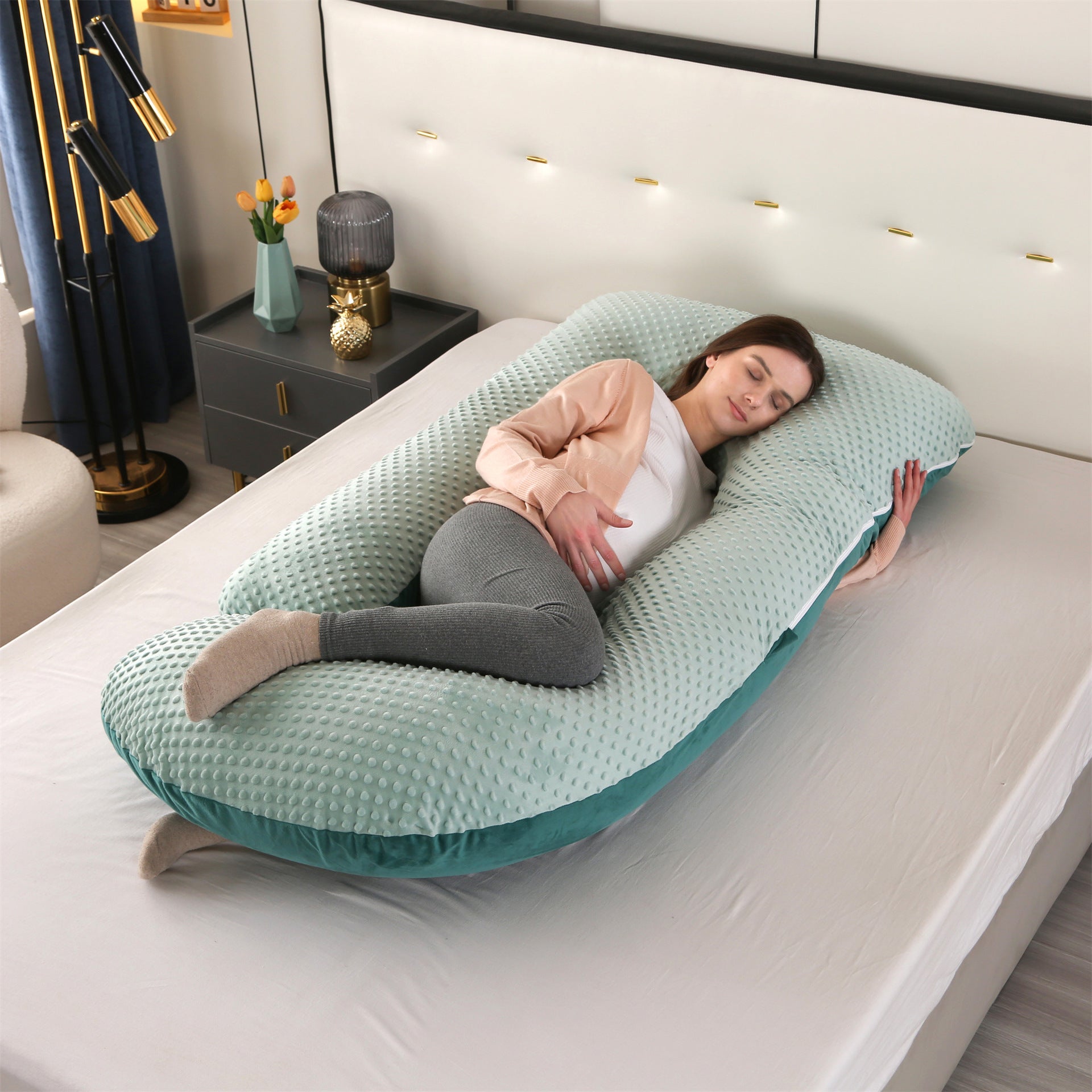 Crystal velvet G-shaped support pillow for waist