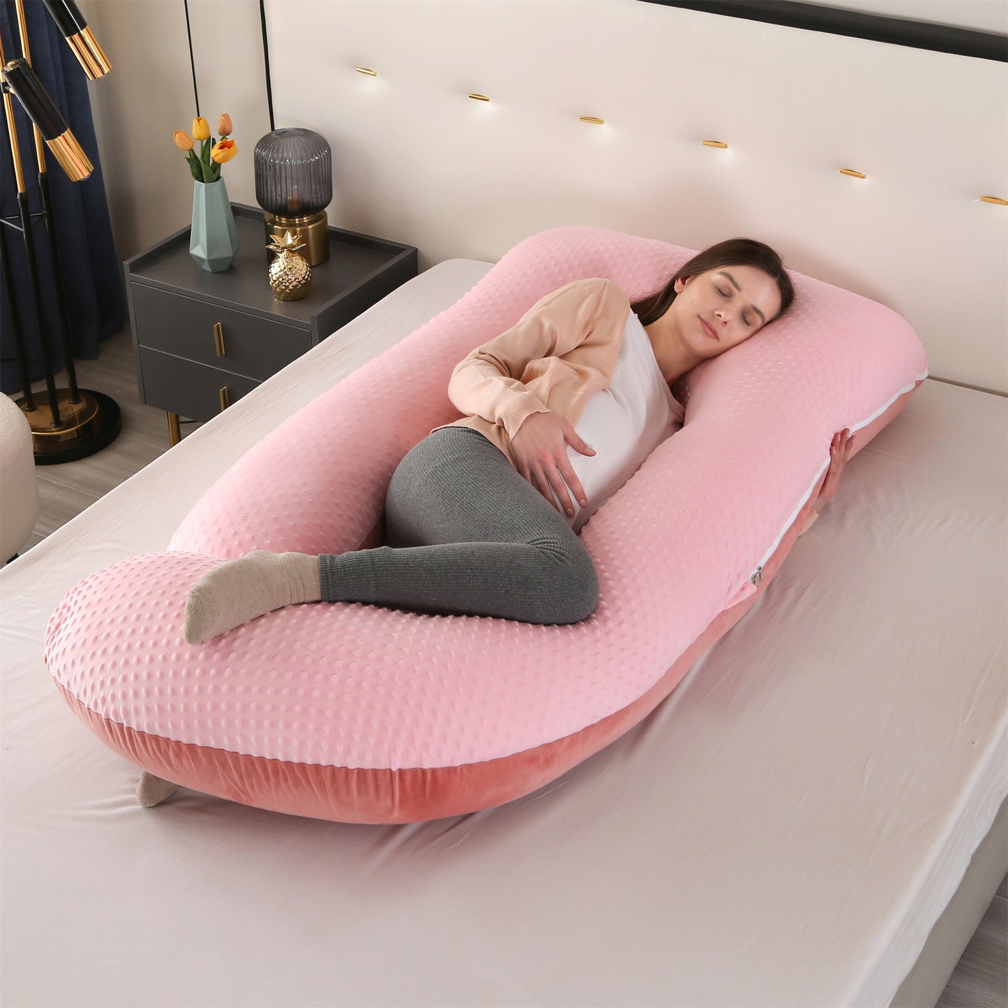 Crystal velvet G-shaped support pillow for waist