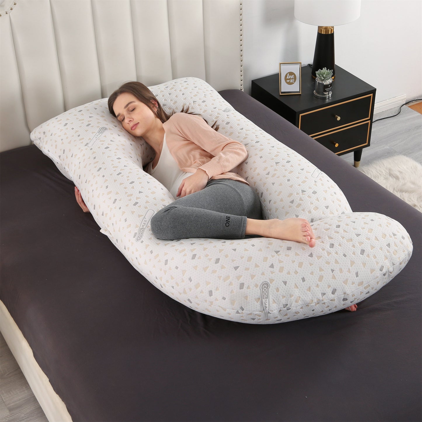 Crystal velvet G-shaped support pillow for waist