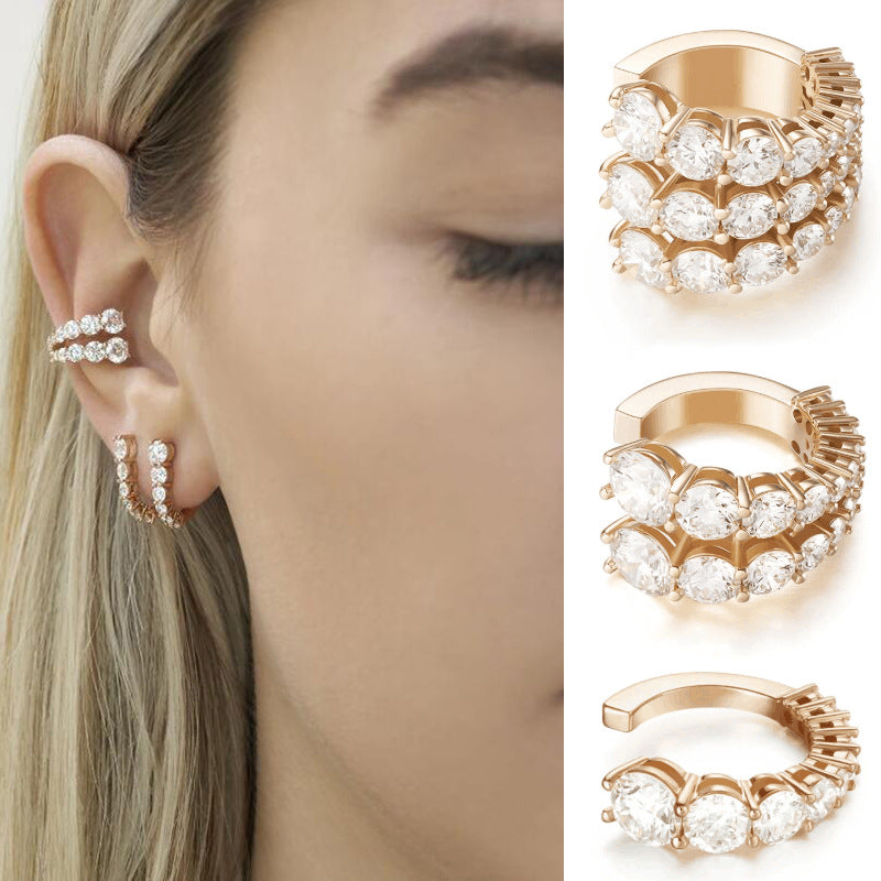 Crystal Zircon Clip On Ear Cuff