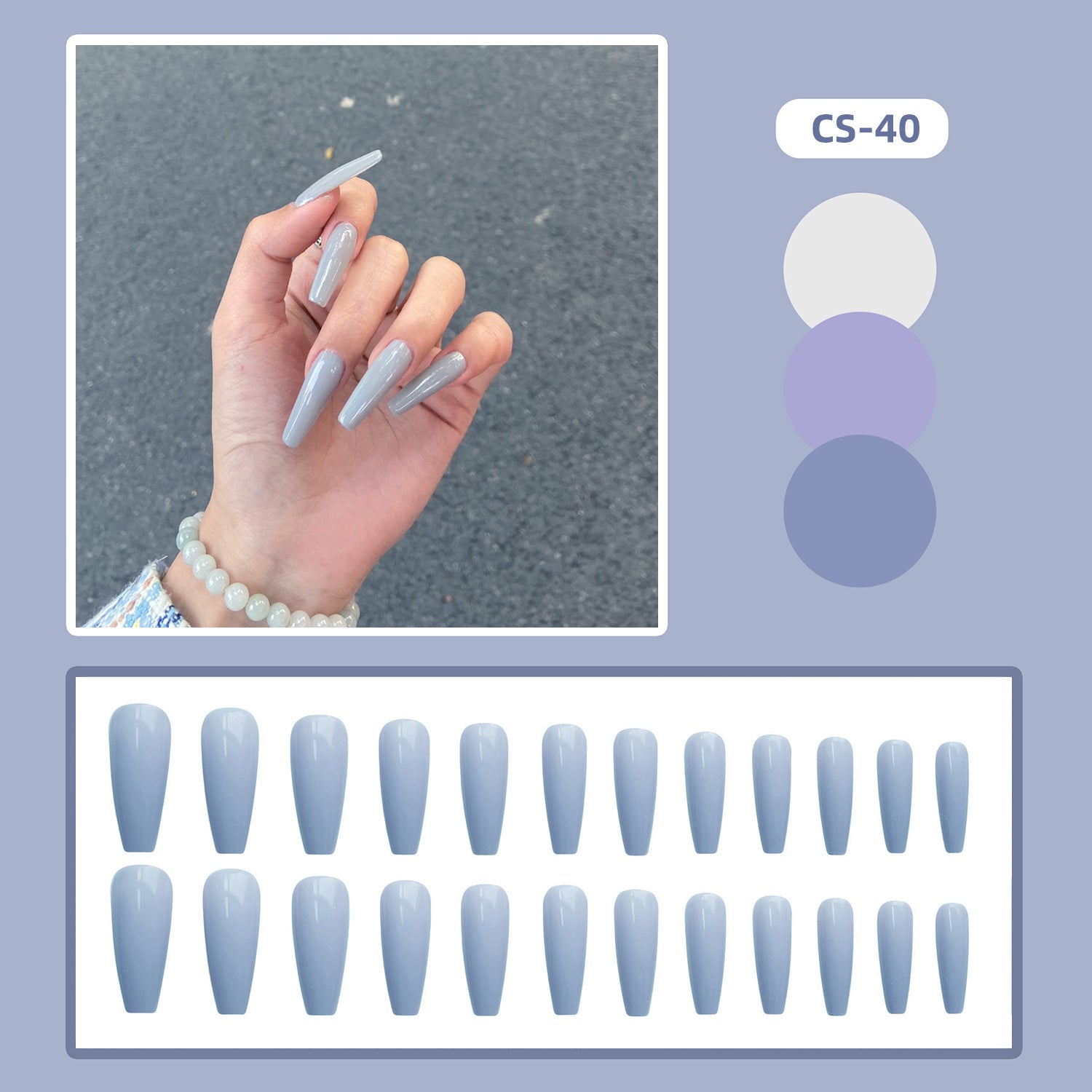 CS01-40 Wearing Nail Art Finished Nail Pieces Long Frosted Nail Pieces