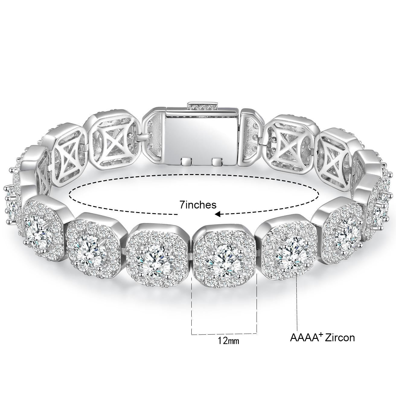 Cuban Chain Zircon Tennis Bracelet for Men and Women