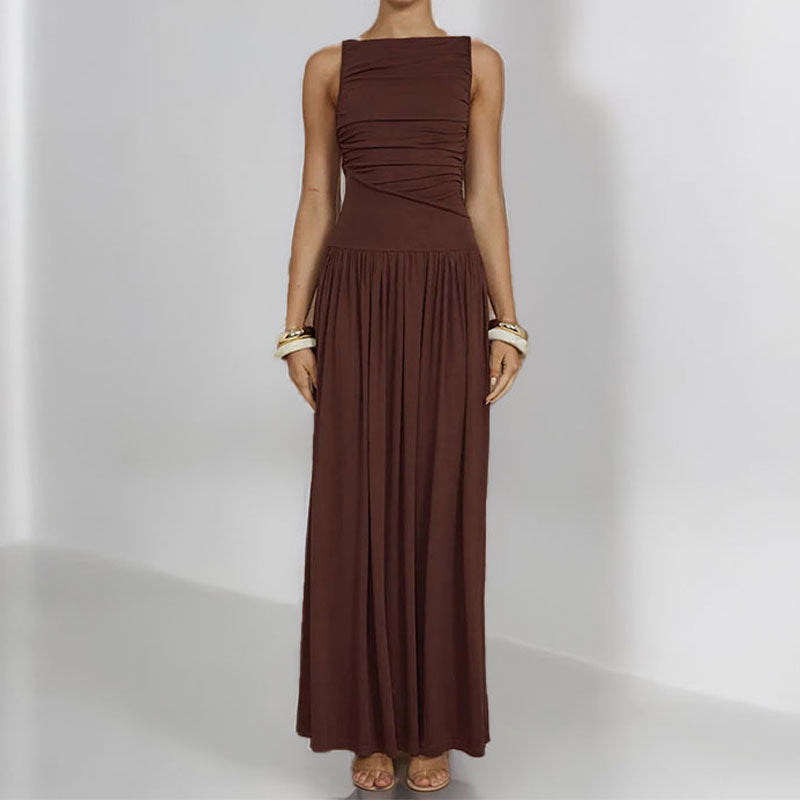 Cultivated Pleated Dress with Gathering Details