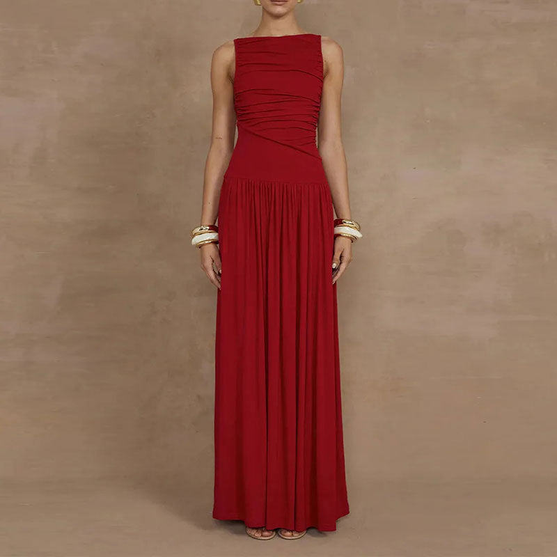 Cultivated Pleated Dress with Gathering Details