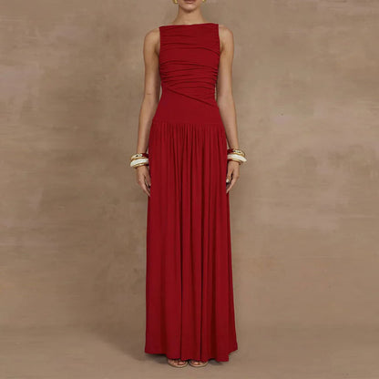 Cultivated Pleated Dress with Gathering Details