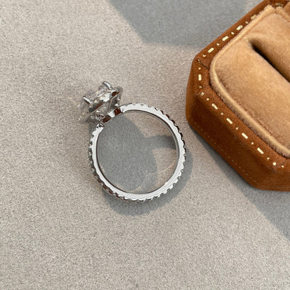 Cultured Diamond Sterling Silver Ice Cut Gemstone Ring