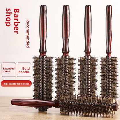 Curly comb with pig bristles inwardly folded