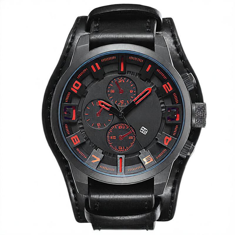 Curren Mens Calendar Leather Strap Quartz Watch