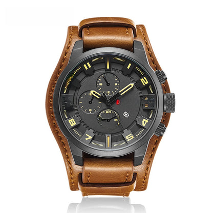 Curren Mens Calendar Leather Strap Quartz Watch