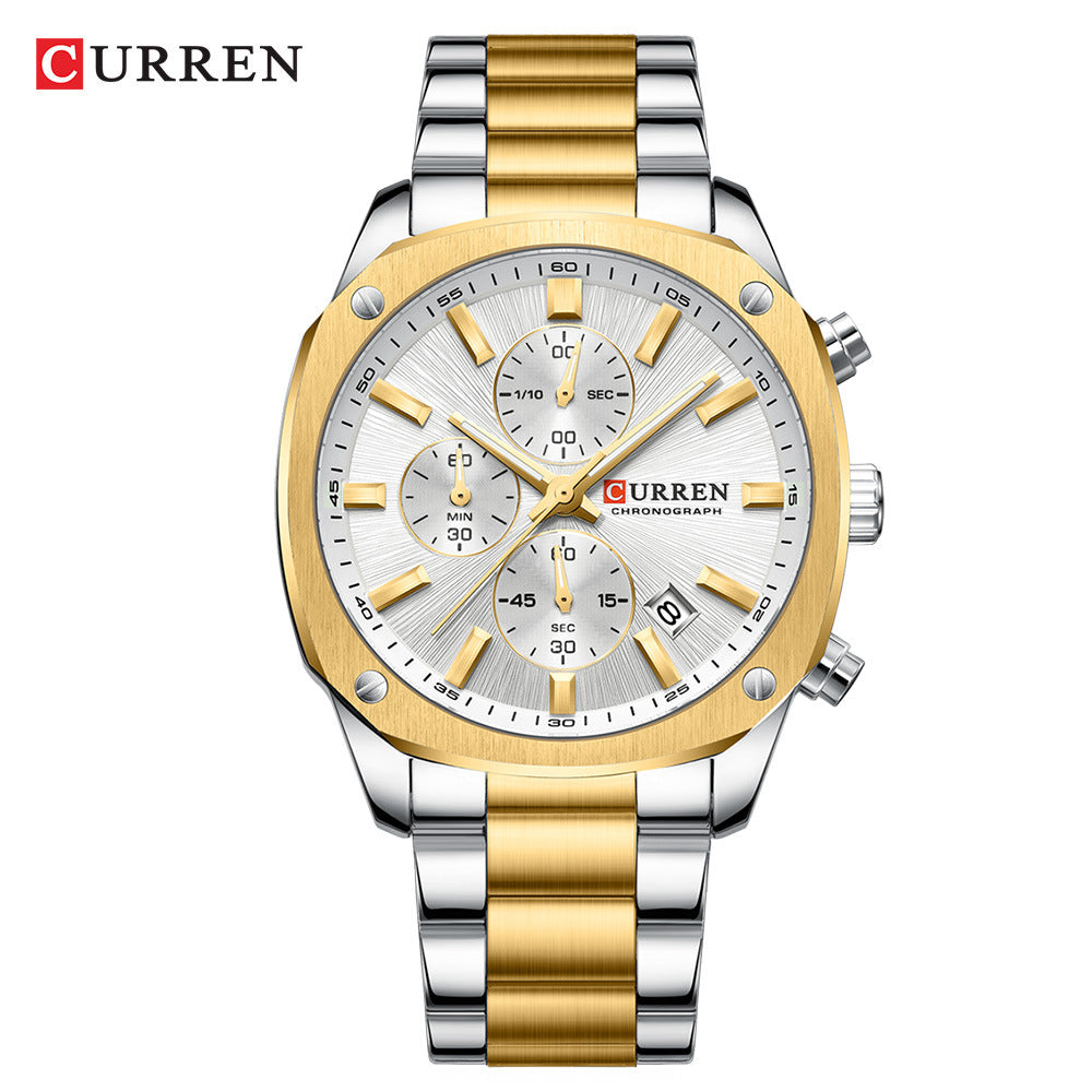Curren Square Multi-Function Calendar Watch