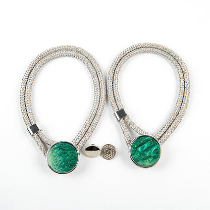 Curtain Tiebacks Mirrored Marble Pattern No-Drill Binding Straps