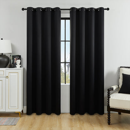 Curtains fully block out sunlight and provide protection from the heat.