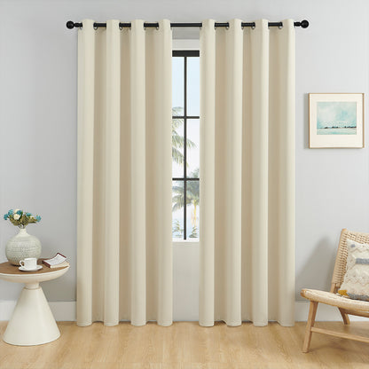 Curtains fully block out sunlight and provide protection from the heat.