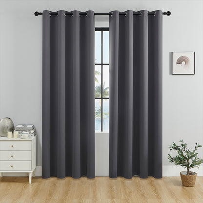 Curtains fully block out sunlight and provide protection from the heat.
