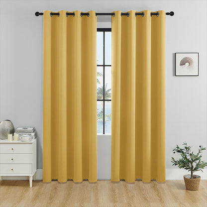 Curtains fully block out sunlight and provide protection from the heat.