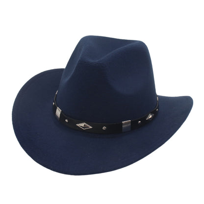 Curved-brim metal-accented formal hat
