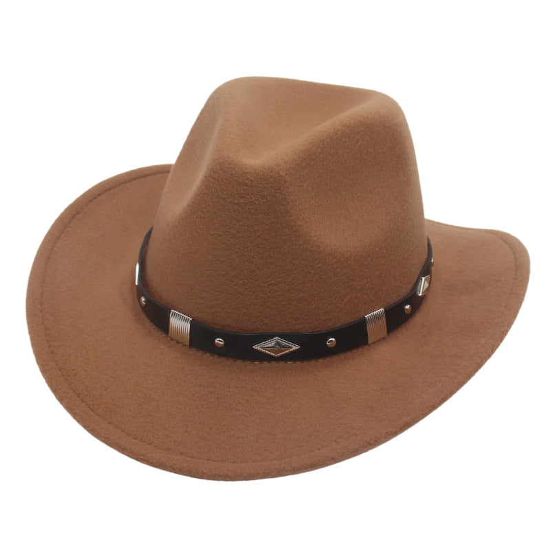 Curved-brim metal-accented formal hat