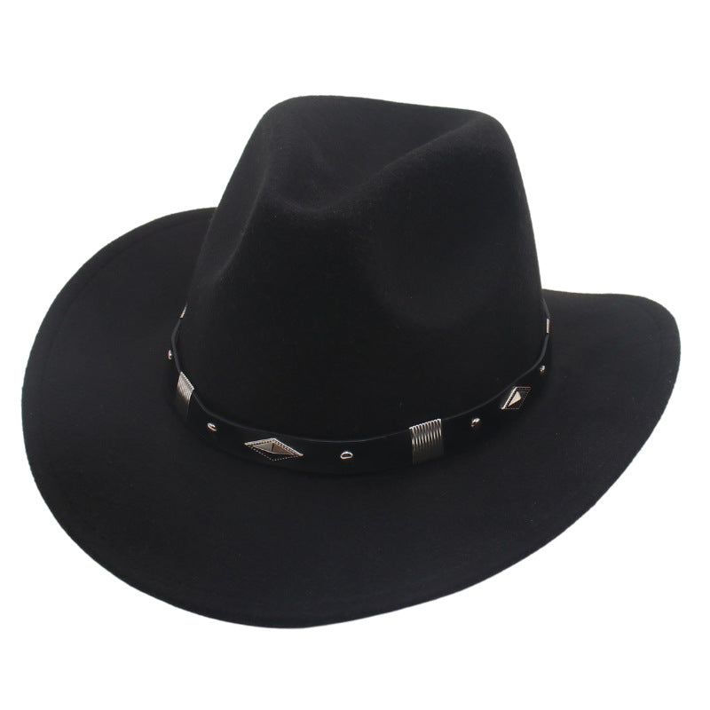 Curved-brim metal-accented formal hat