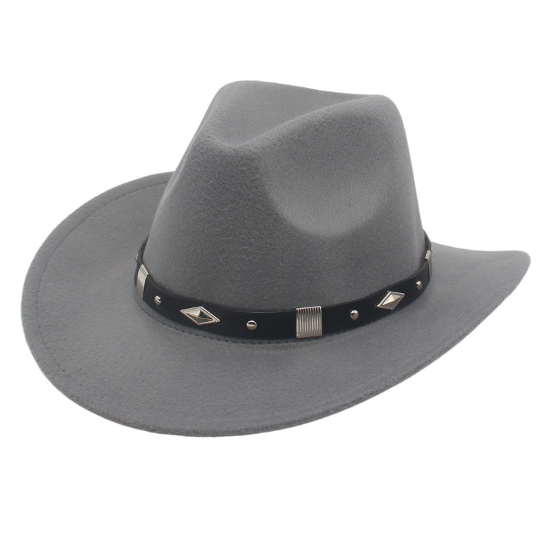 Curved-brim metal-accented formal hat
