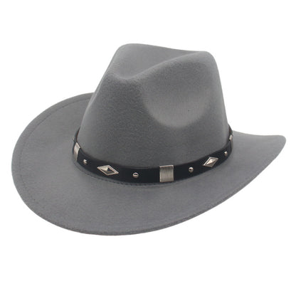 Curved-brim metal-accented formal hat