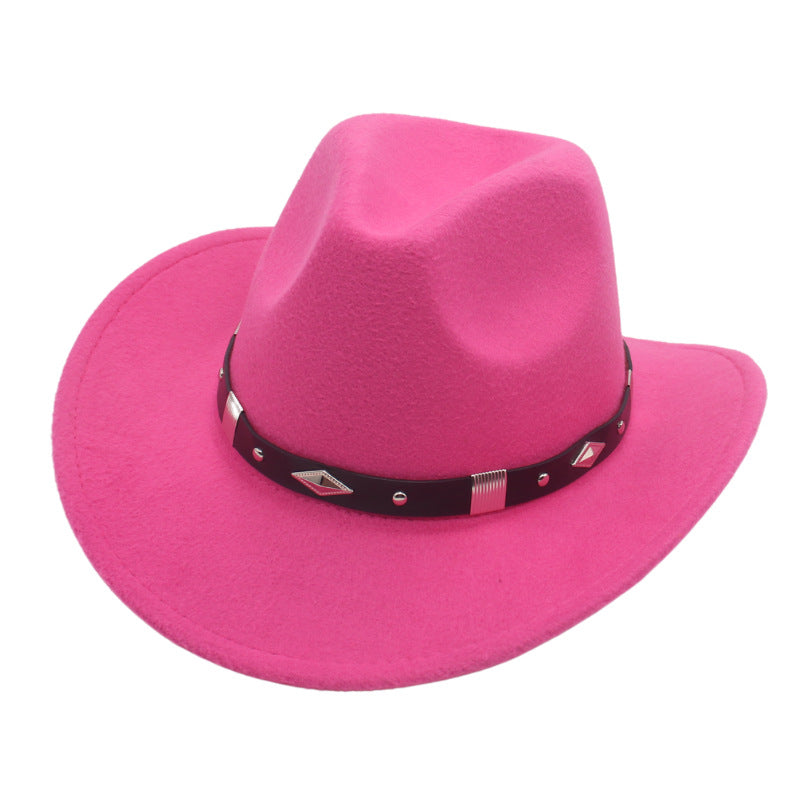 Curved-brim metal-accented formal hat
