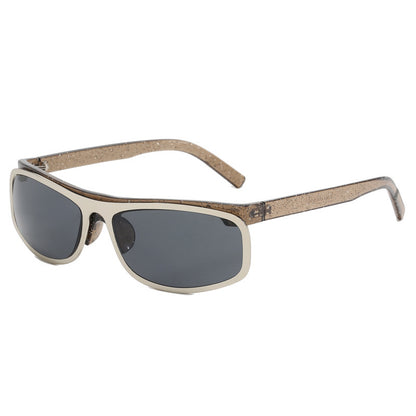 Curved cat-eye silver-framed glasses
