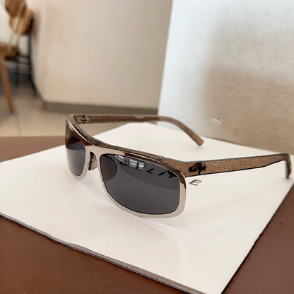 Curved cat-eye silver-framed glasses