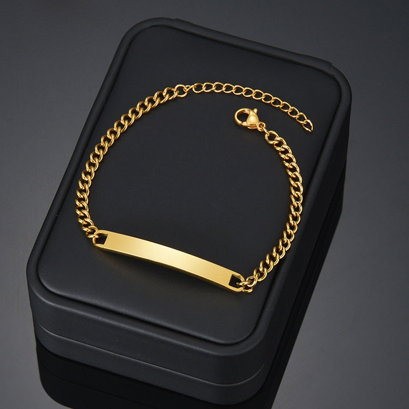 Curved Geometric Stainless Steel Chain Bracelet