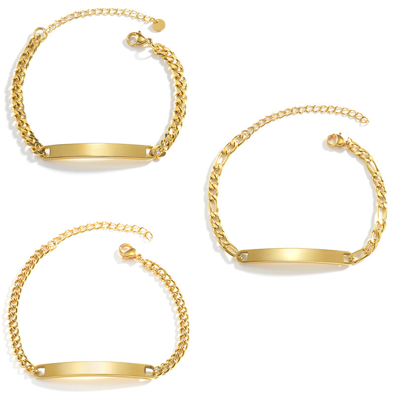 Curved Geometric Stainless Steel Chain Bracelet