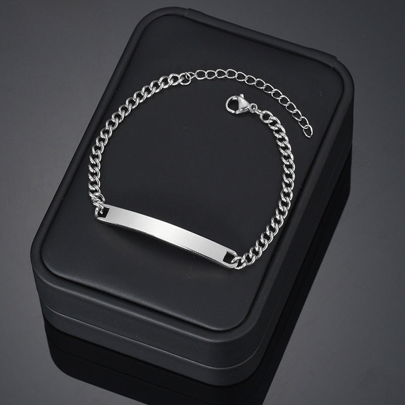 Curved Geometric Stainless Steel Chain Bracelet