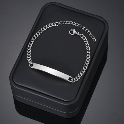Curved Geometric Stainless Steel Chain Bracelet