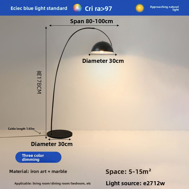Curved LED Floor Lamp with Marble Base