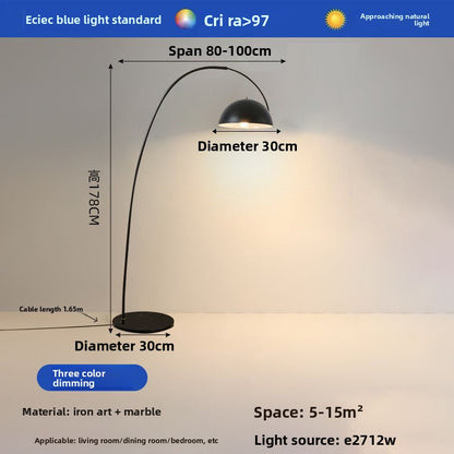 Curved LED Floor Lamp with Marble Base