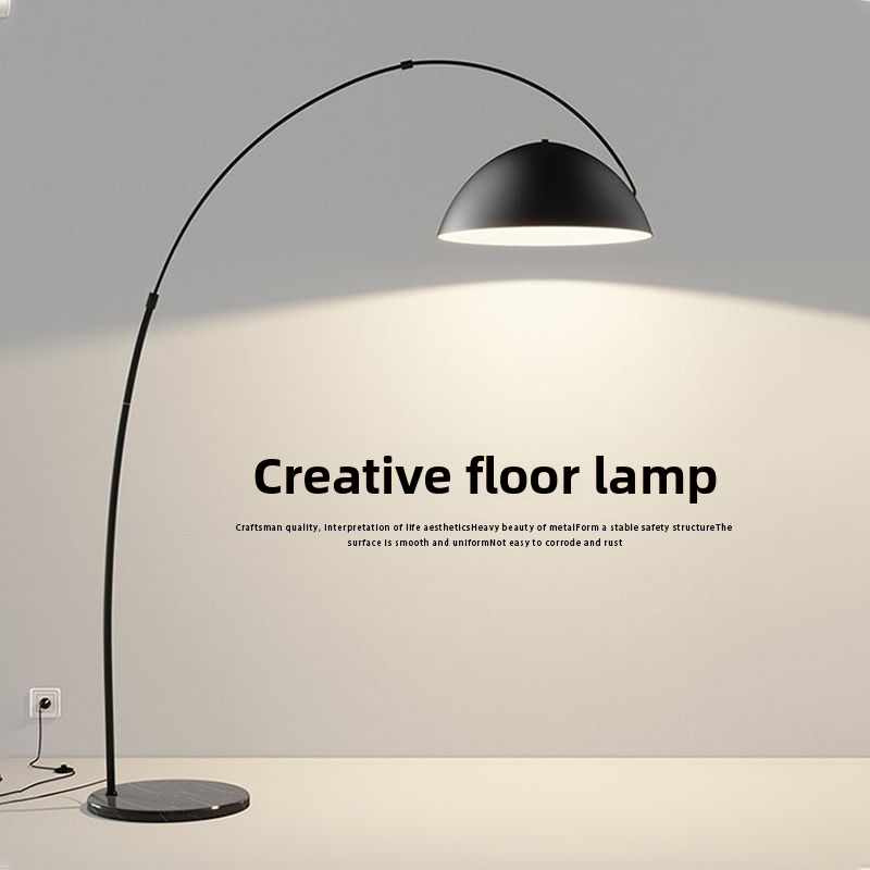 Curved LED Floor Lamp with Marble Base