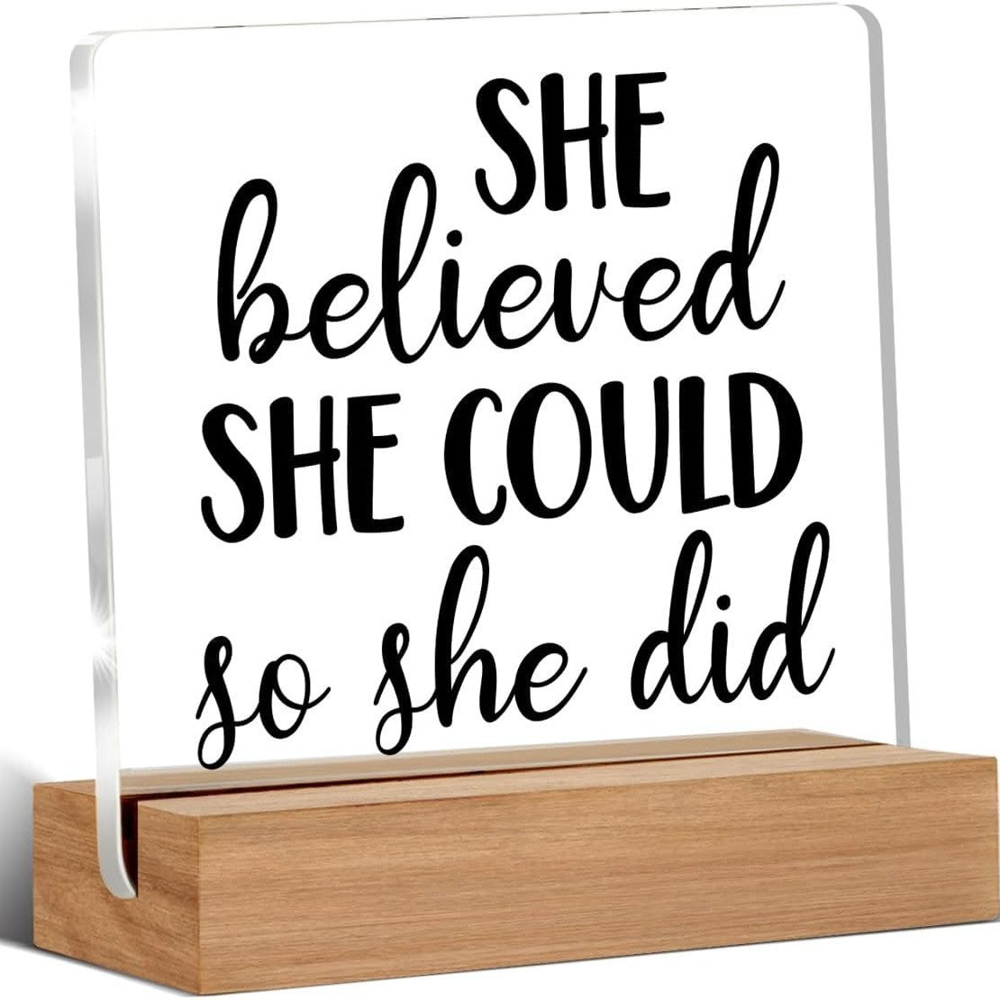 Custom Acrylic Stand with Wooden Base