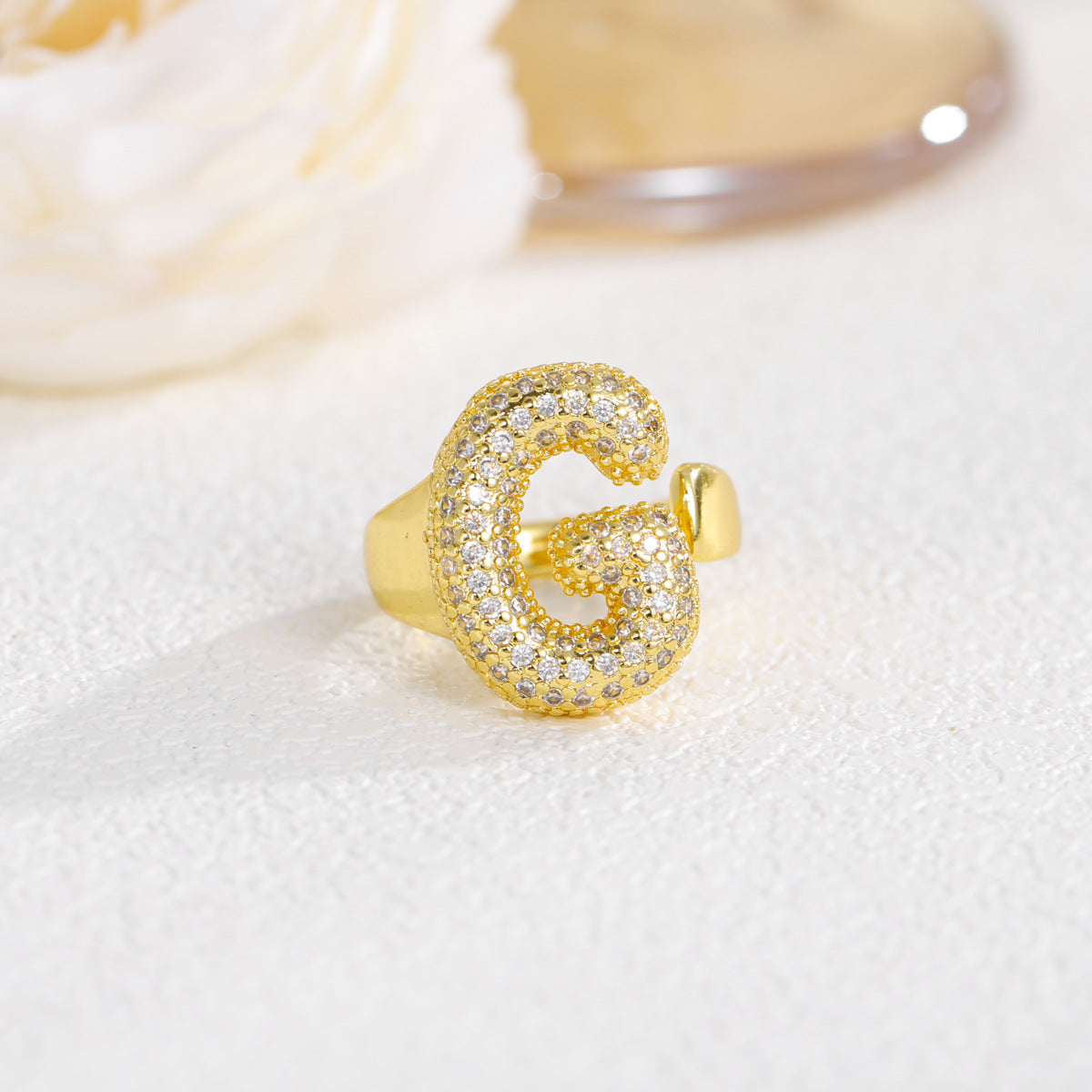 Custom Bubble Letter Gold Plated Ring