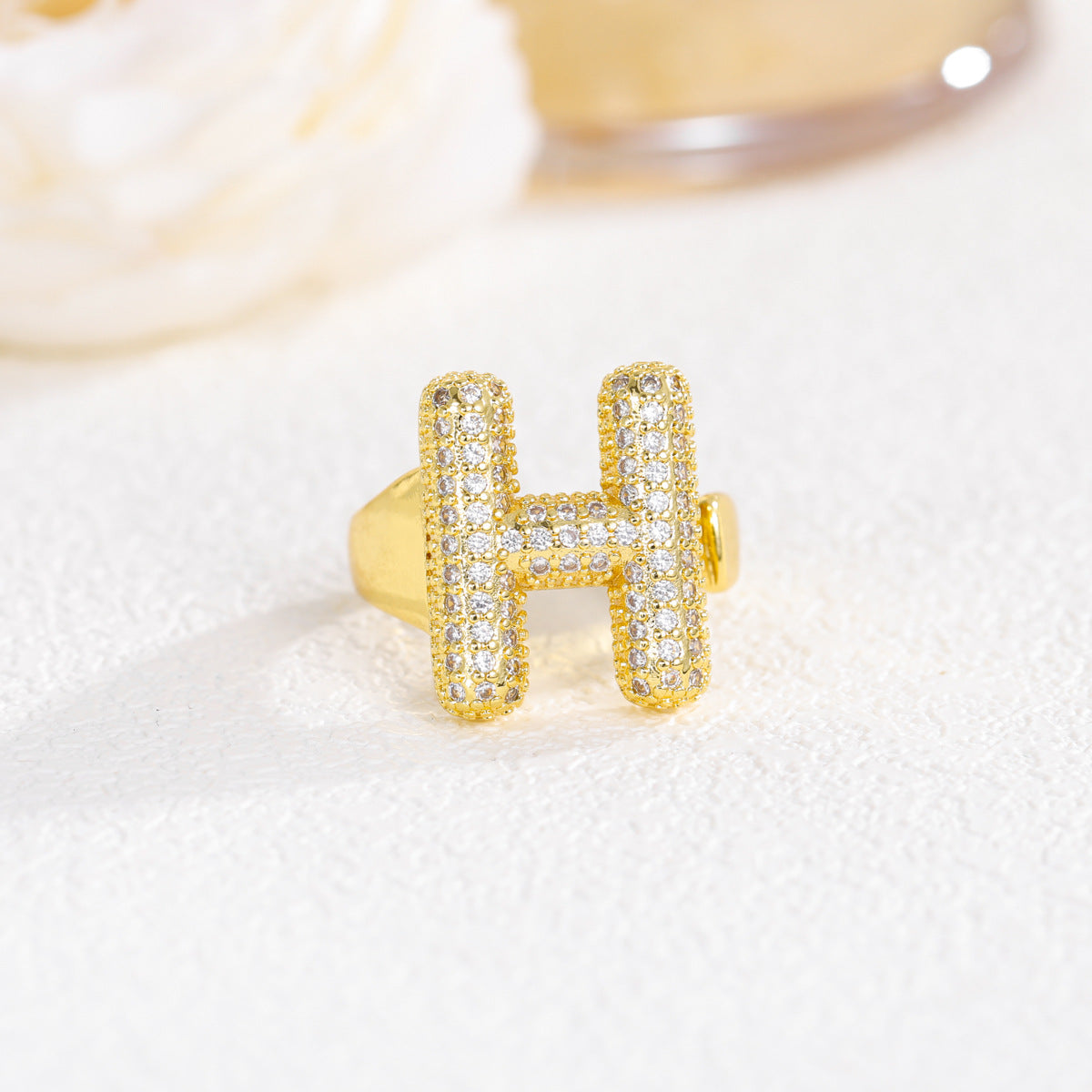 Custom Bubble Letter Gold Plated Ring