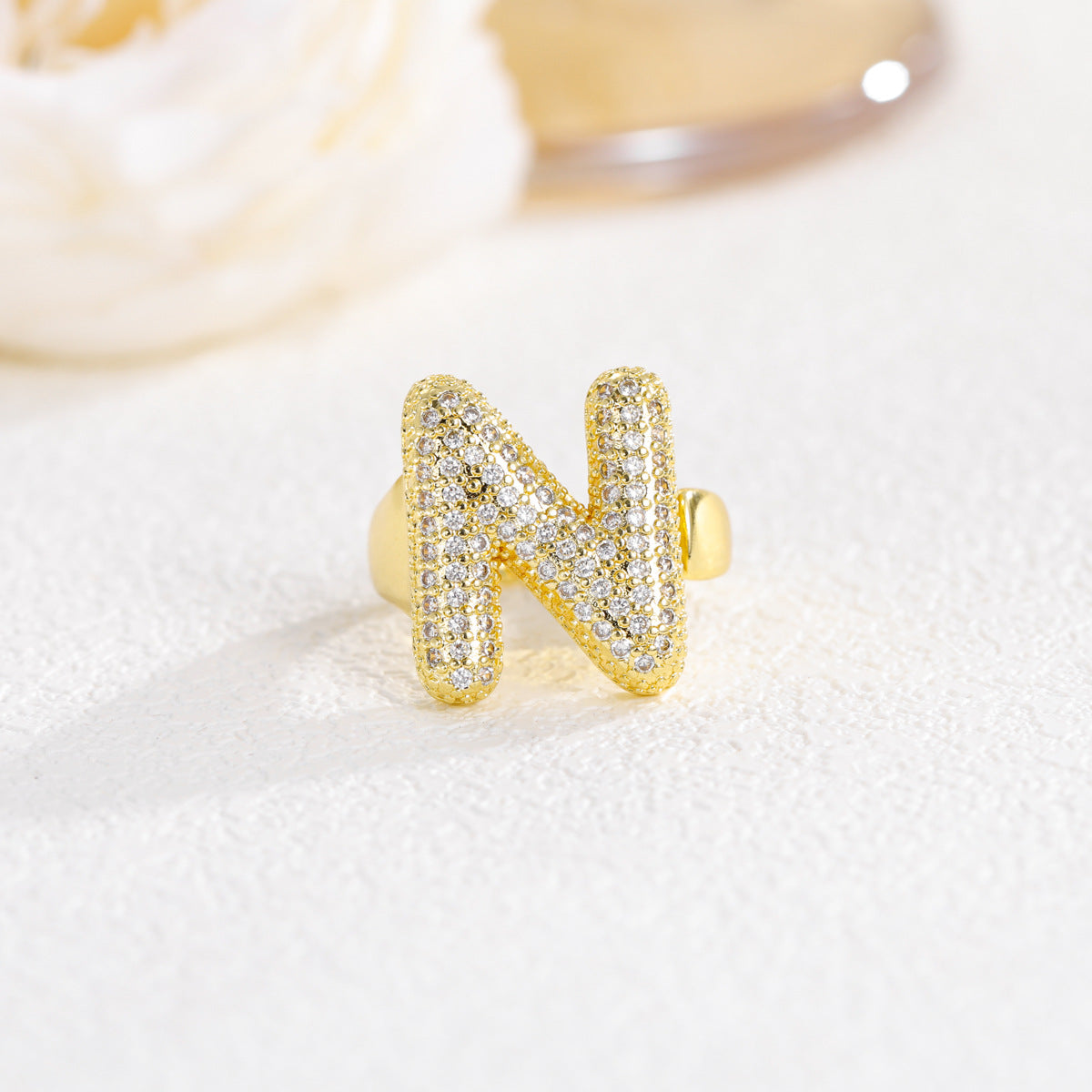 Custom Bubble Letter Gold Plated Ring