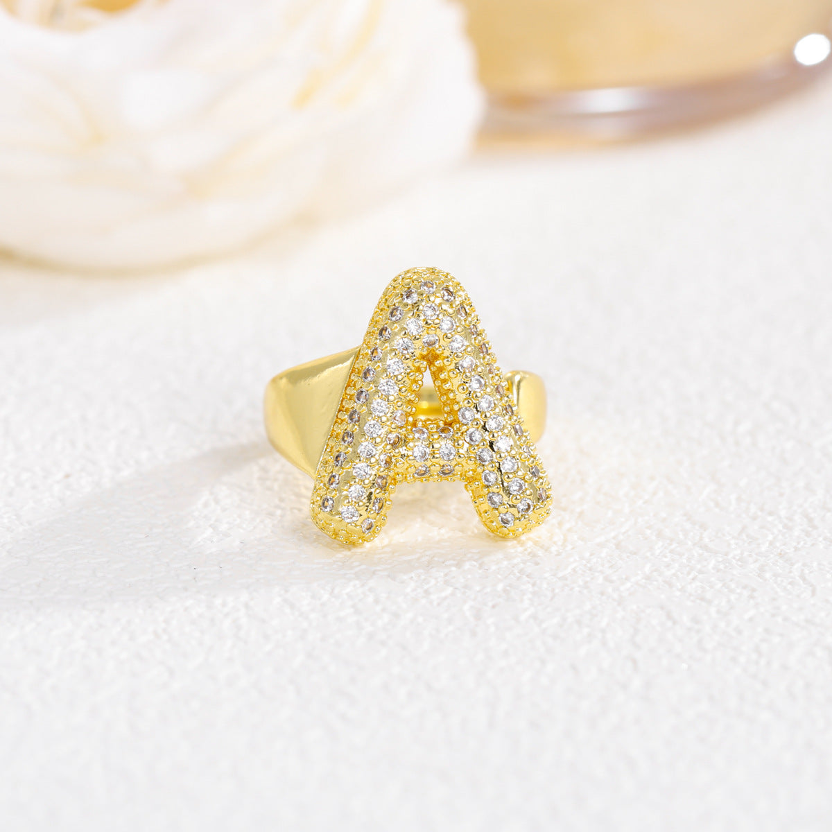 Custom Bubble Letter Gold Plated Ring