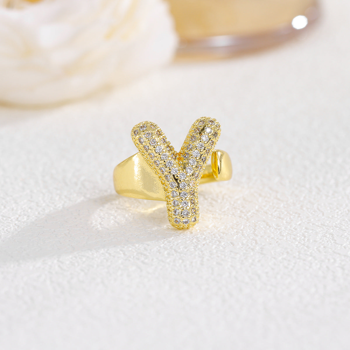Custom Bubble Letter Gold Plated Ring