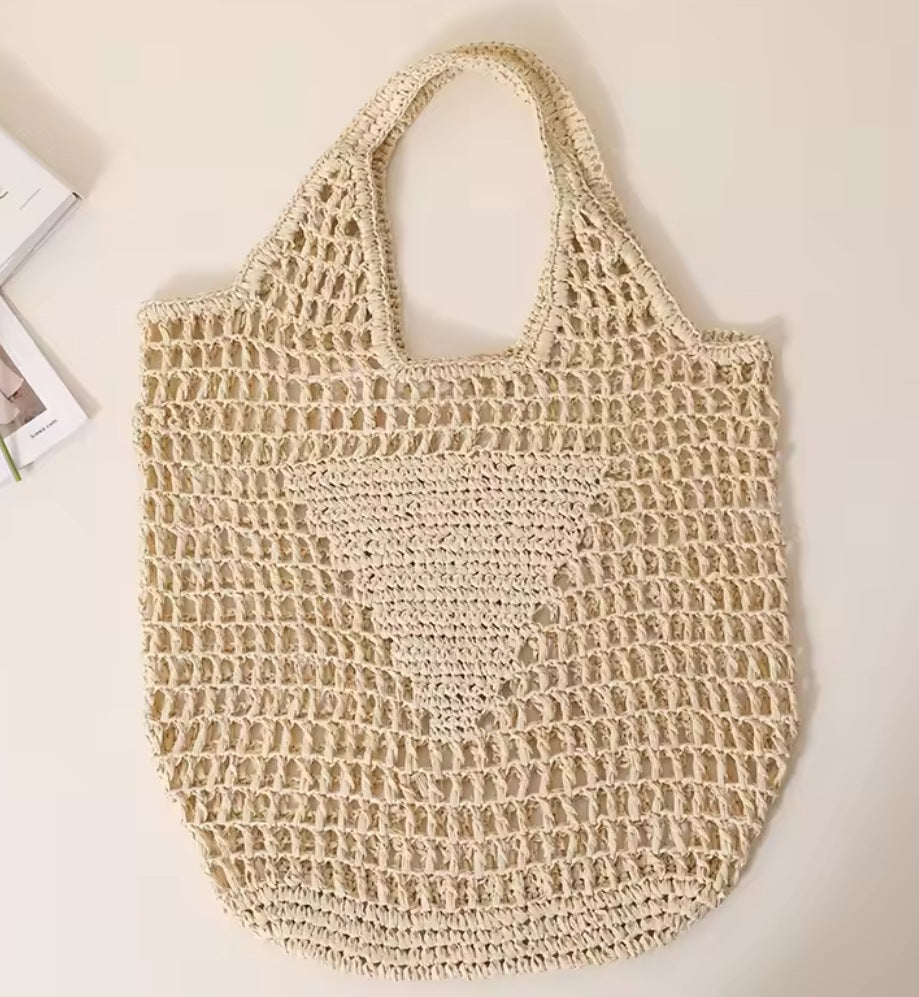 Custom Embroidered Raffia Woven Tote Bag
