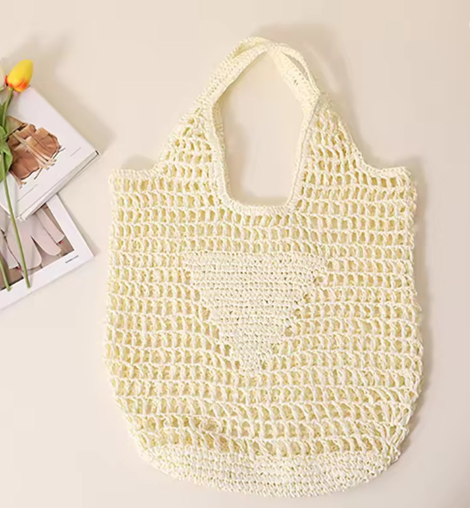 Custom Embroidered Raffia Woven Tote Bag