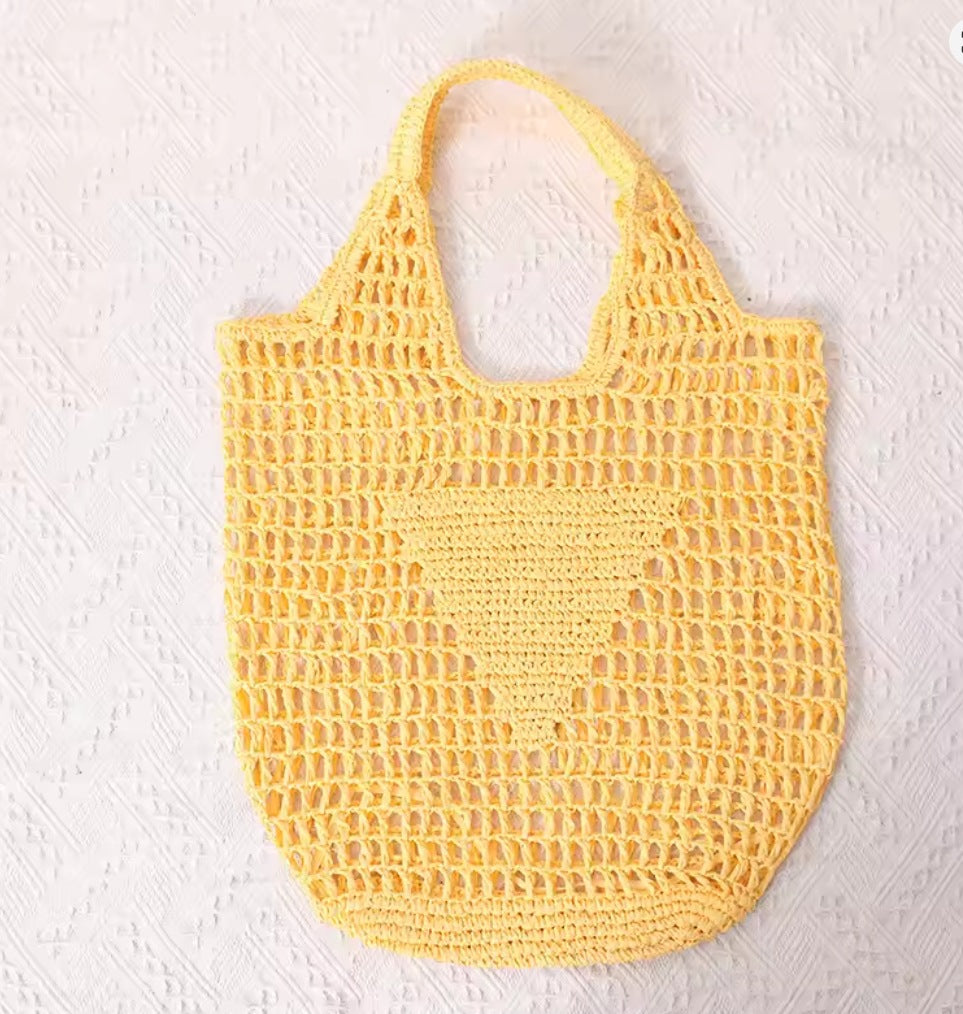 Custom Embroidered Raffia Woven Tote Bag