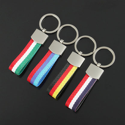 Custom Flag Nylon Braided Metal Keychain